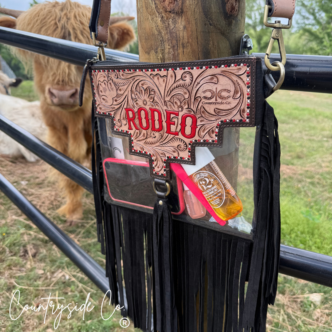 Rodeo Darling Clear Stadium NFR Fringe Purse