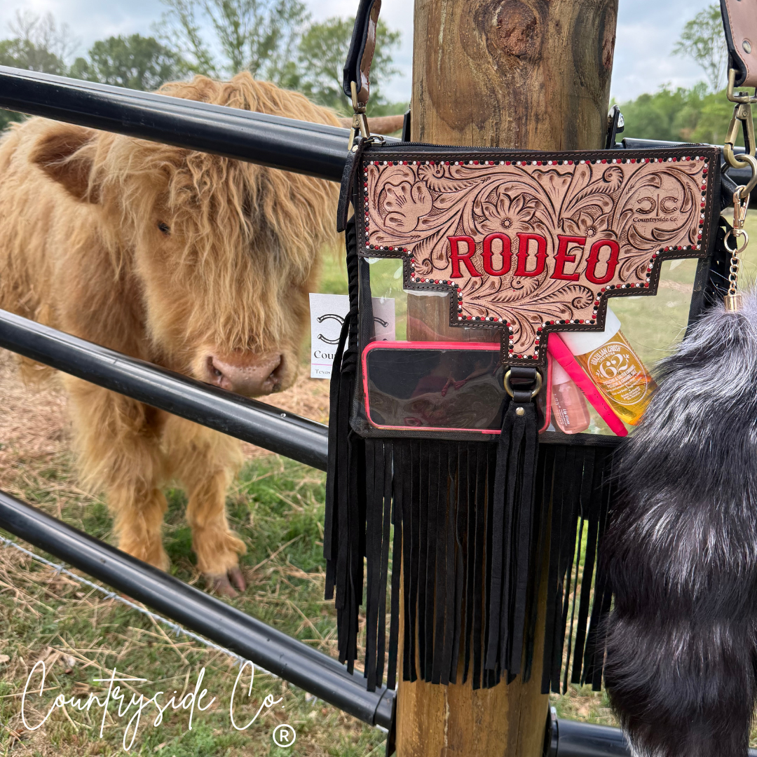 Rodeo Darling Clear Stadium NFR Fringe Purse