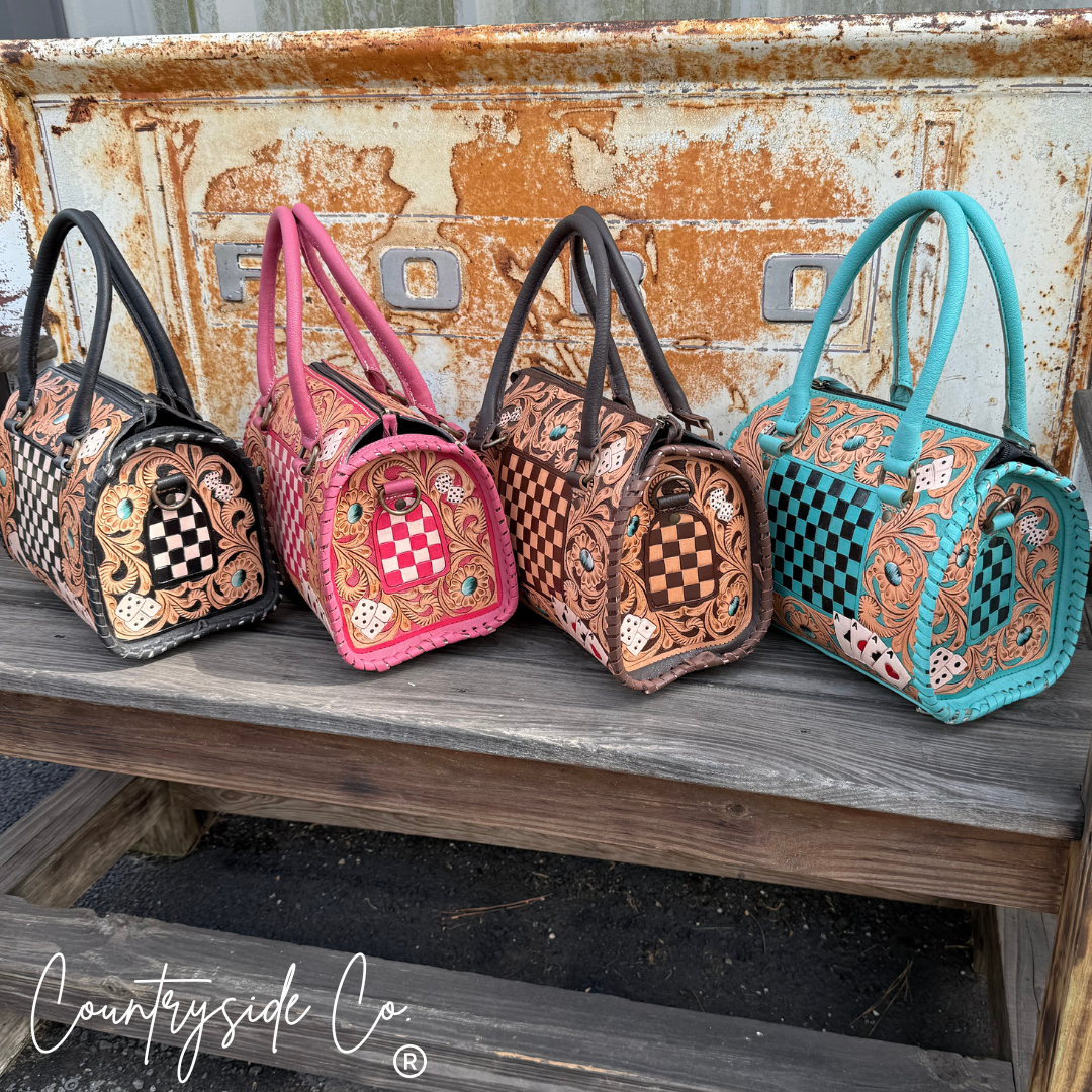 Double Down Tooled Leather Speedy Bag