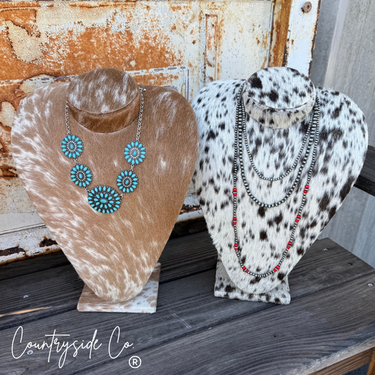 Necklace Cowhide Display Stand
