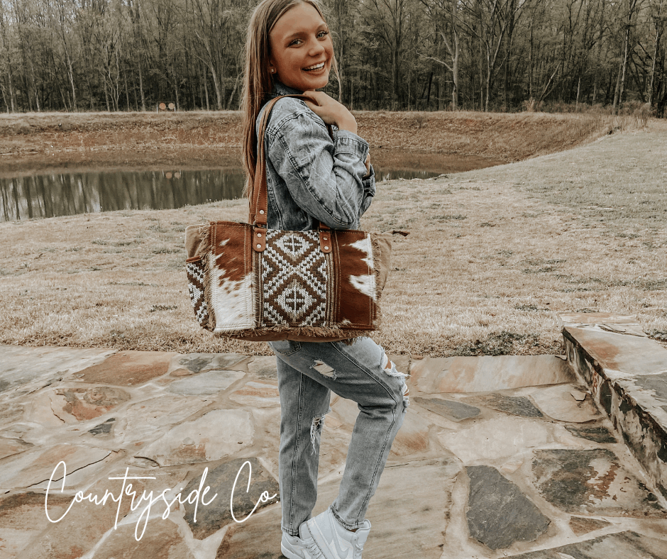 Cowhide cheap tote purse