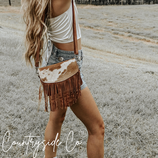 Saddie Cowhide Fringe Purse by Countryside Co.