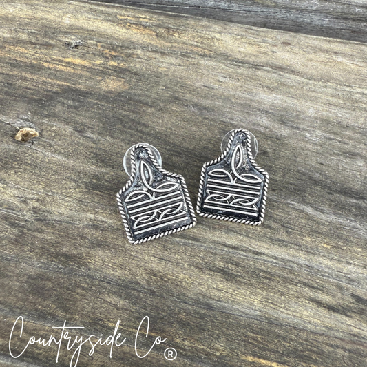 Cowtag Boot Stitch Earrings