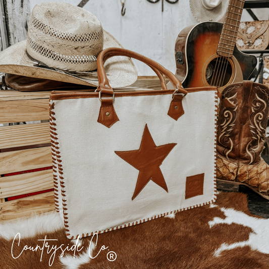 Vintage Patchwork Star Tote, Work Laptop Bag