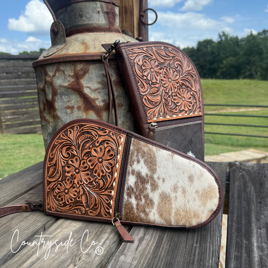 Yuma Cowhide and Tooled Leather 11" Carry Case