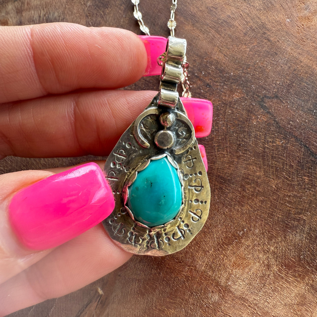 Cloud Chaser Genuine Turquoise Silver Necklace