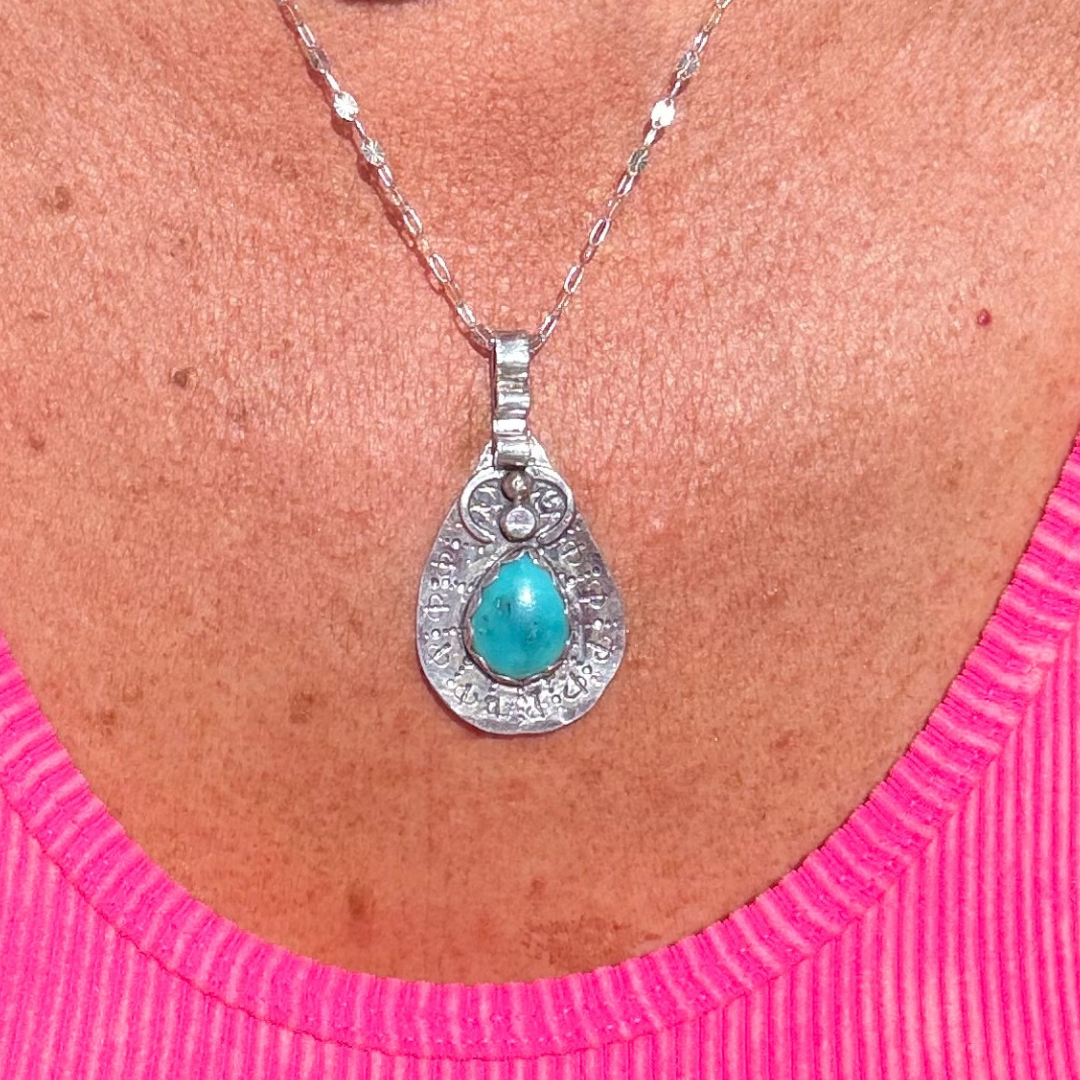Cloud Chaser Genuine Turquoise Silver Necklace