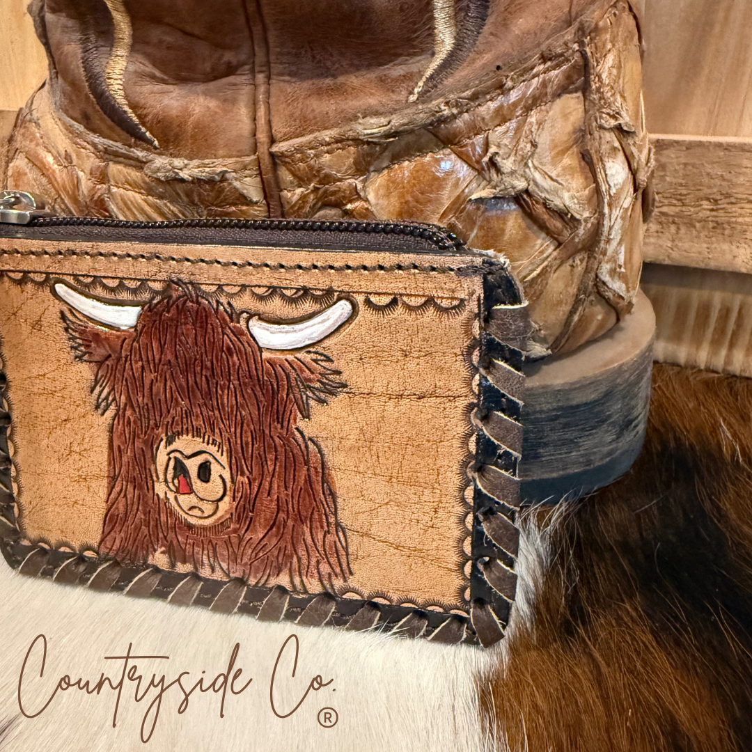 Highland Tooled Leather Pouch, Bag Organizer