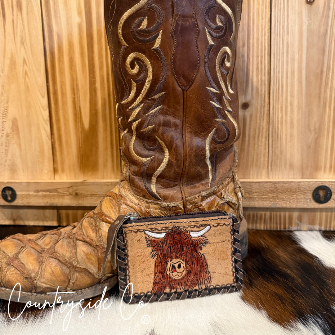 Highland Tooled Leather Pouch, Bag Organizer