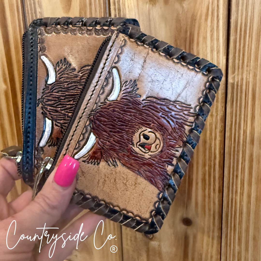 Highland Tooled Leather Pouch, Bag Organizer