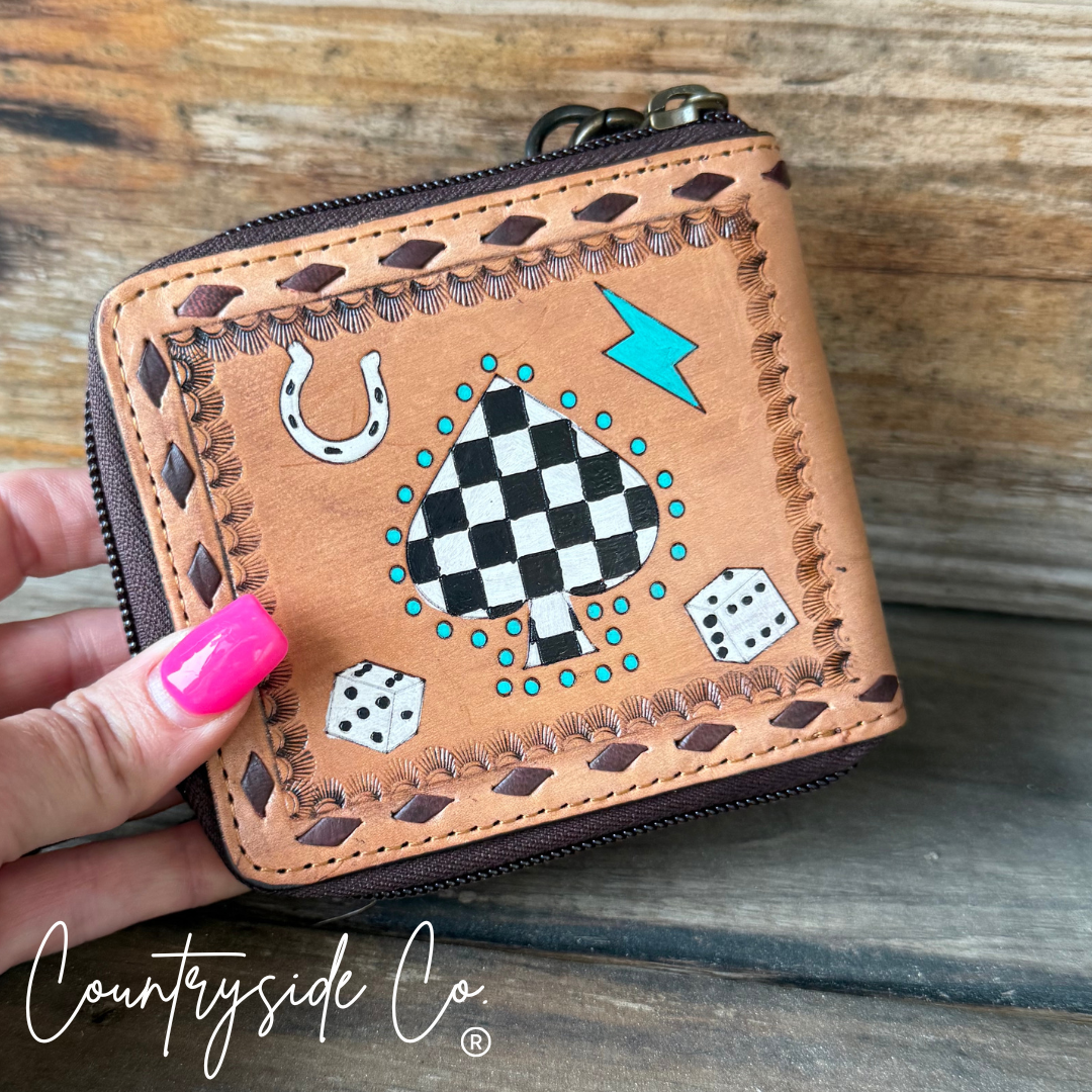 Punchy Cowgirl Tooled Leather Wallet, Wristlet