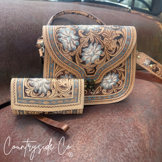 tooled leather purse and wallet