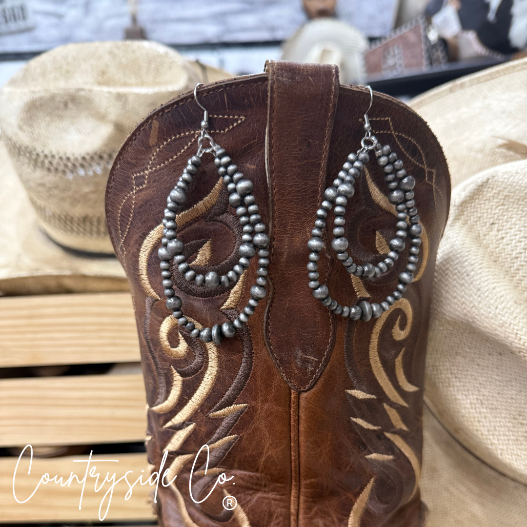 Bead Double Hoop Dangle Earrings
