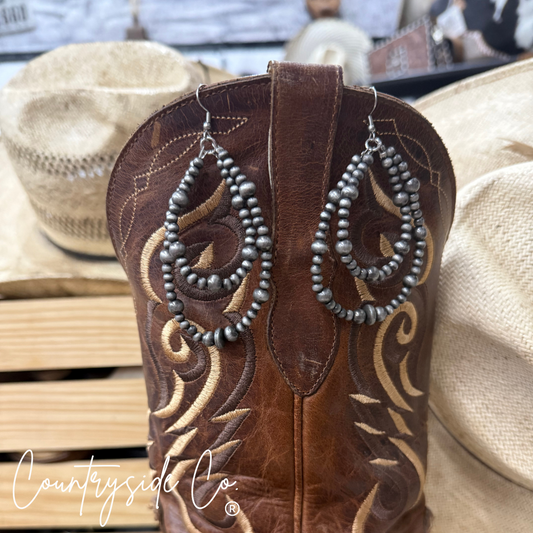 Bead Double Hoop Dangle Earrings