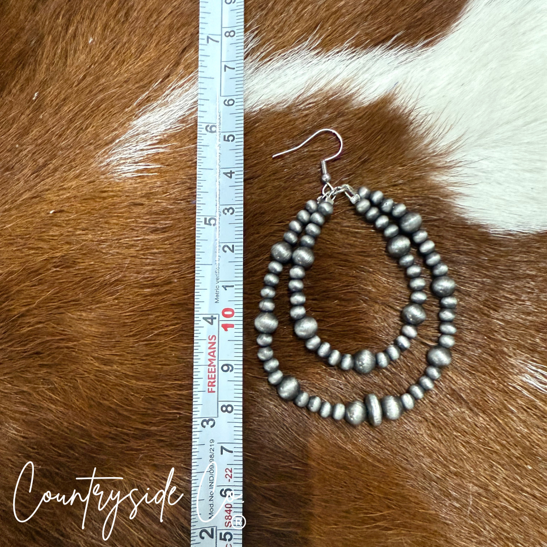 Bead Double Hoop Dangle Earrings