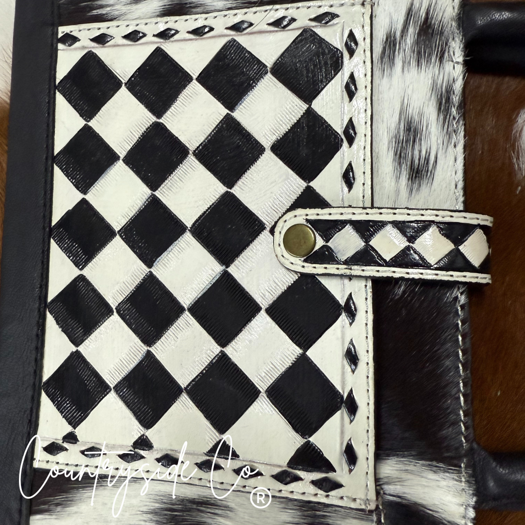 Checkered Leather Book Cover