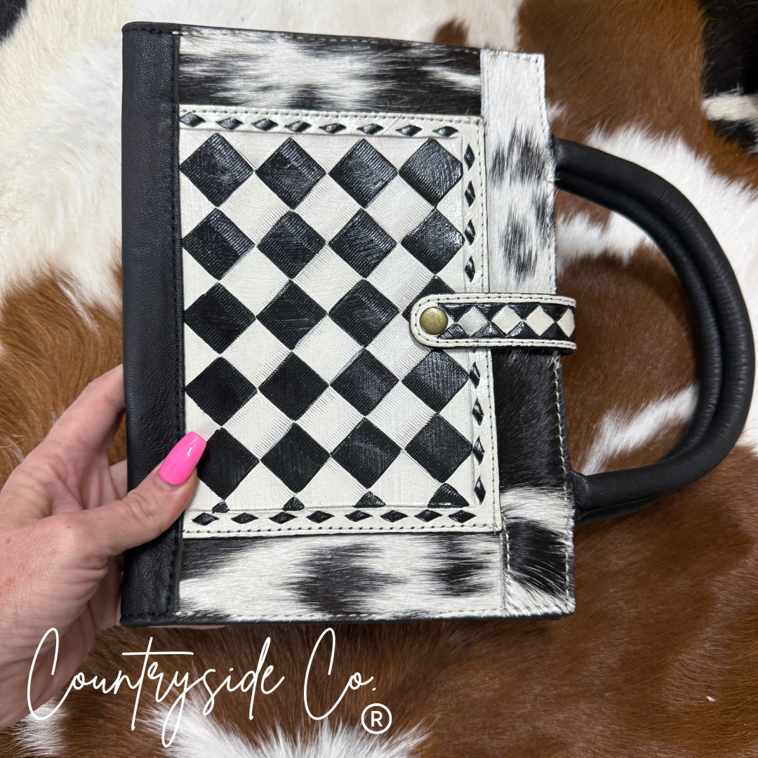 Checkered Leather Book Cover