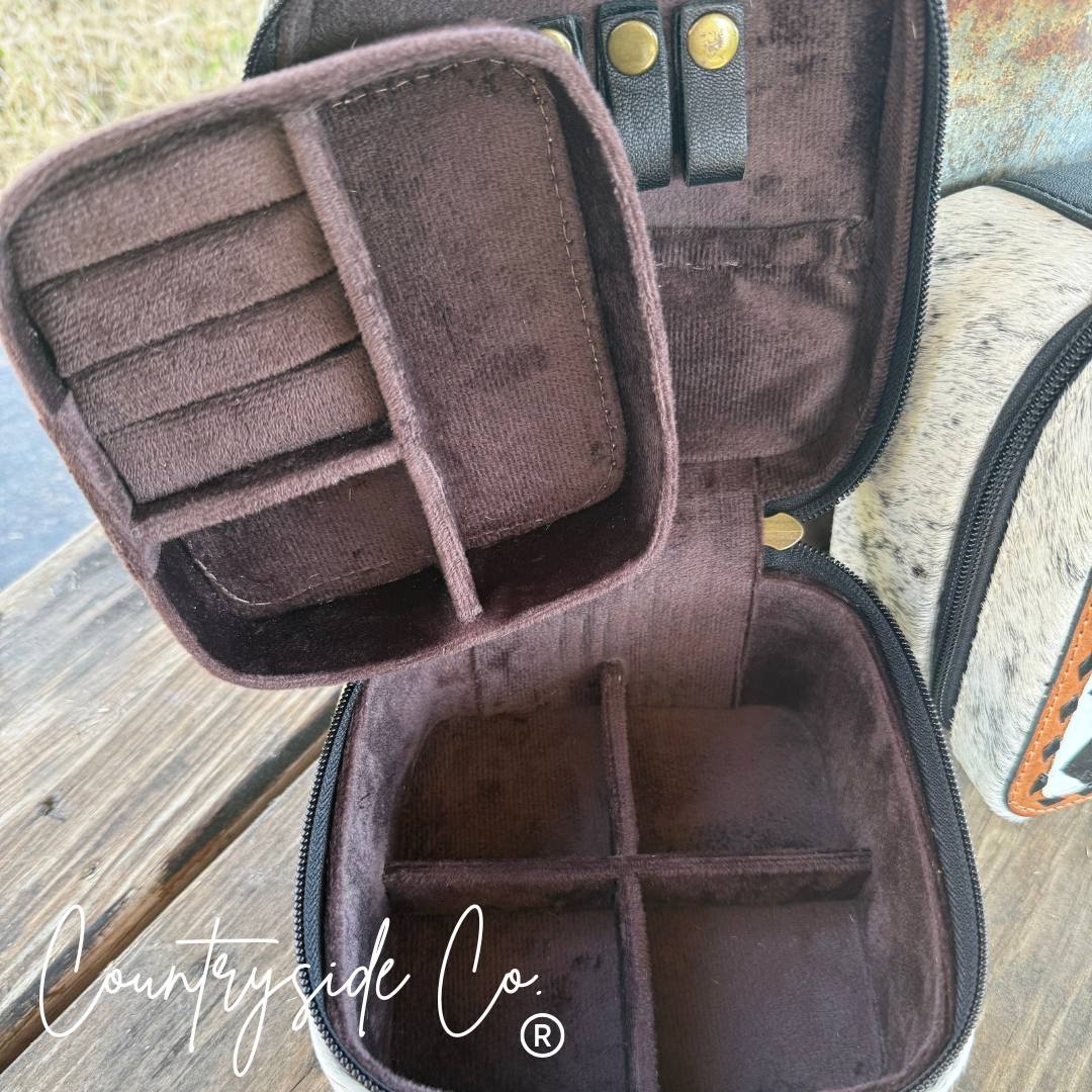 Checkered Tooled Leather Jewelry Box