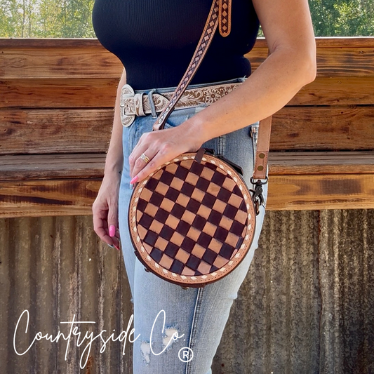 checkered leather purse