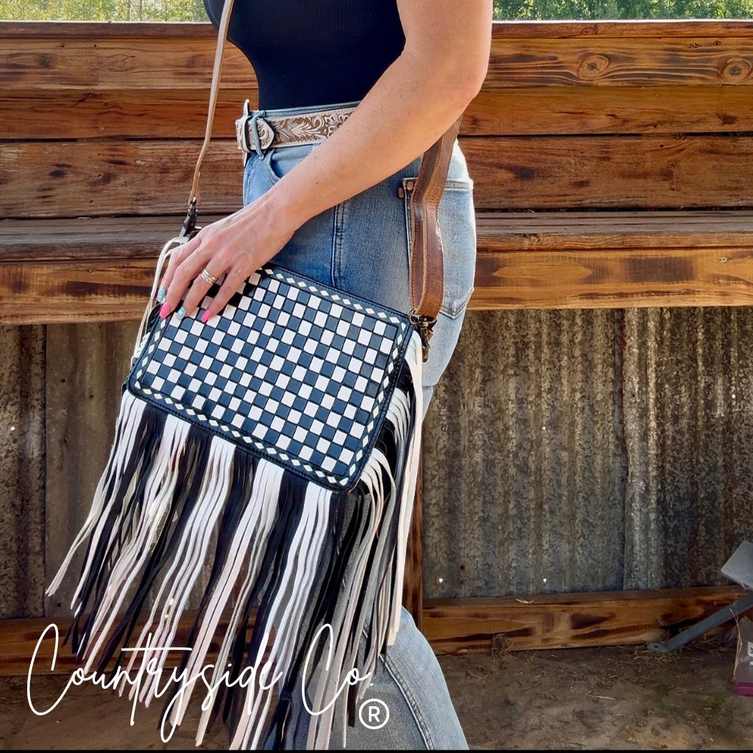 Urban Luxe Leather Checkered Purse