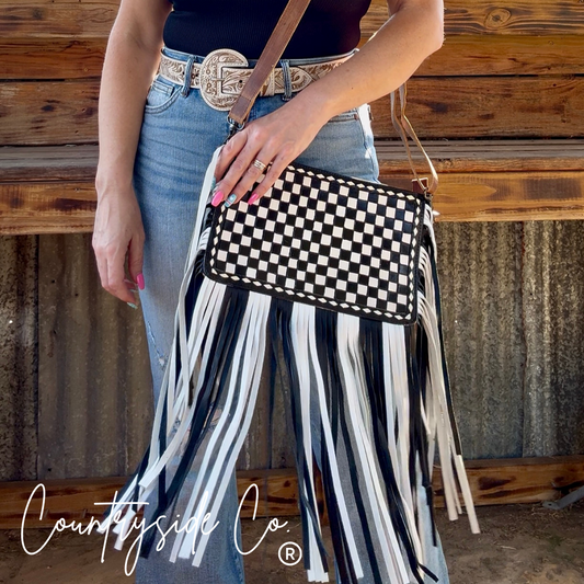 Leather checkered purse