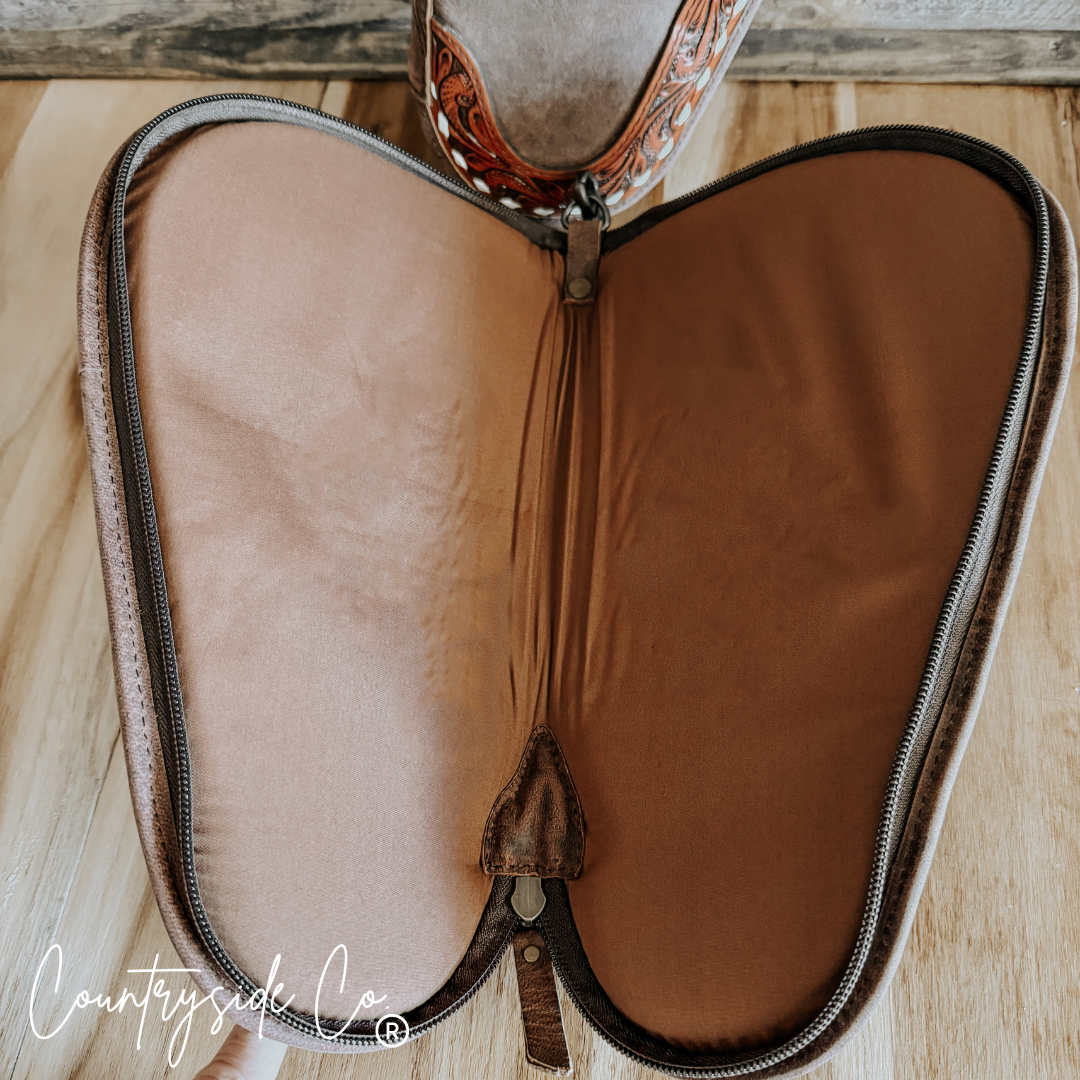 Hickory Tooled Leather 13" Carry Case