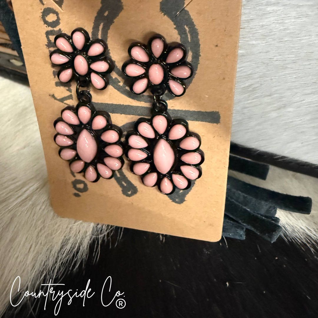 Pink Flower Dangle Earrings