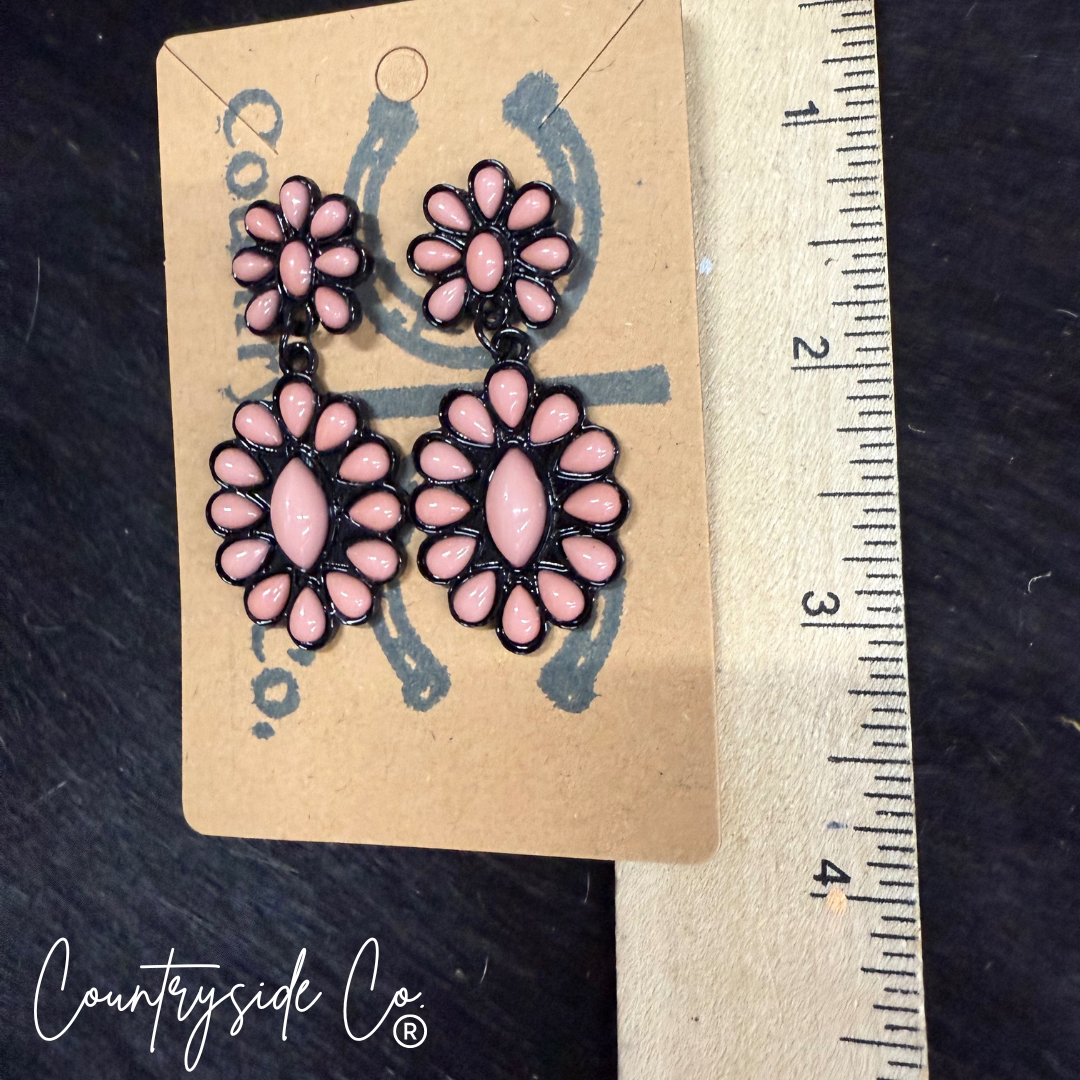 Pink Flower Dangle Earrings