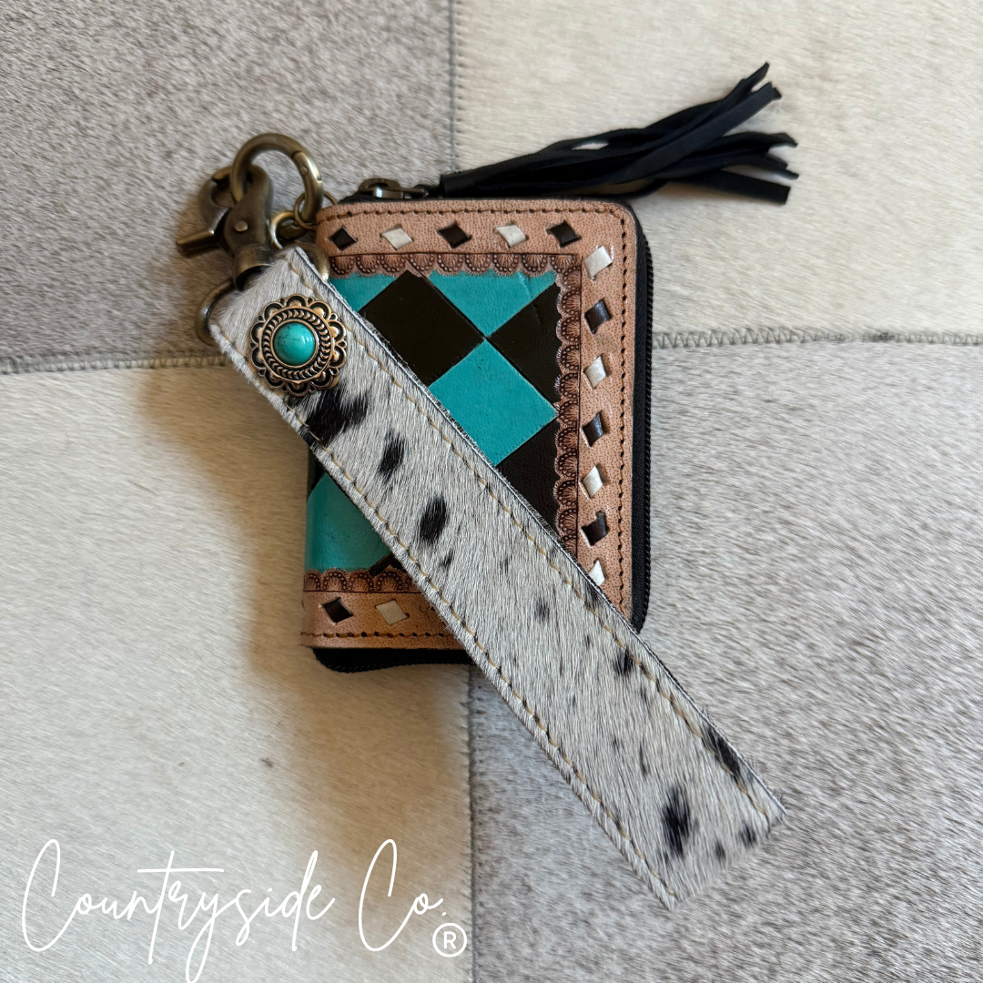 The Tag Along Checkered Mini Wallet Keychain