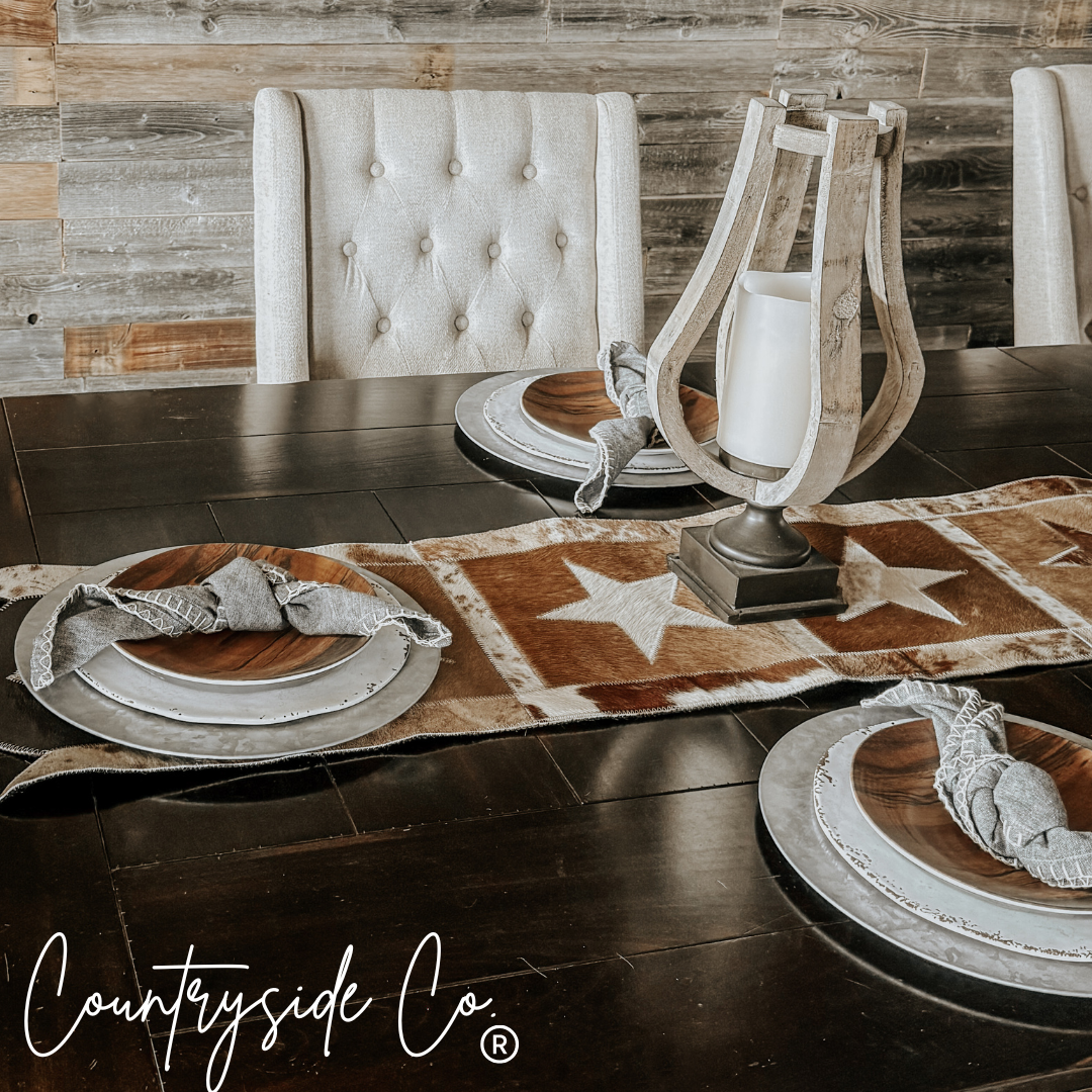 Cattleman Star Cowhide Table Runner