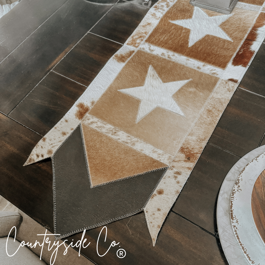 Cattleman Star Cowhide Table Runner