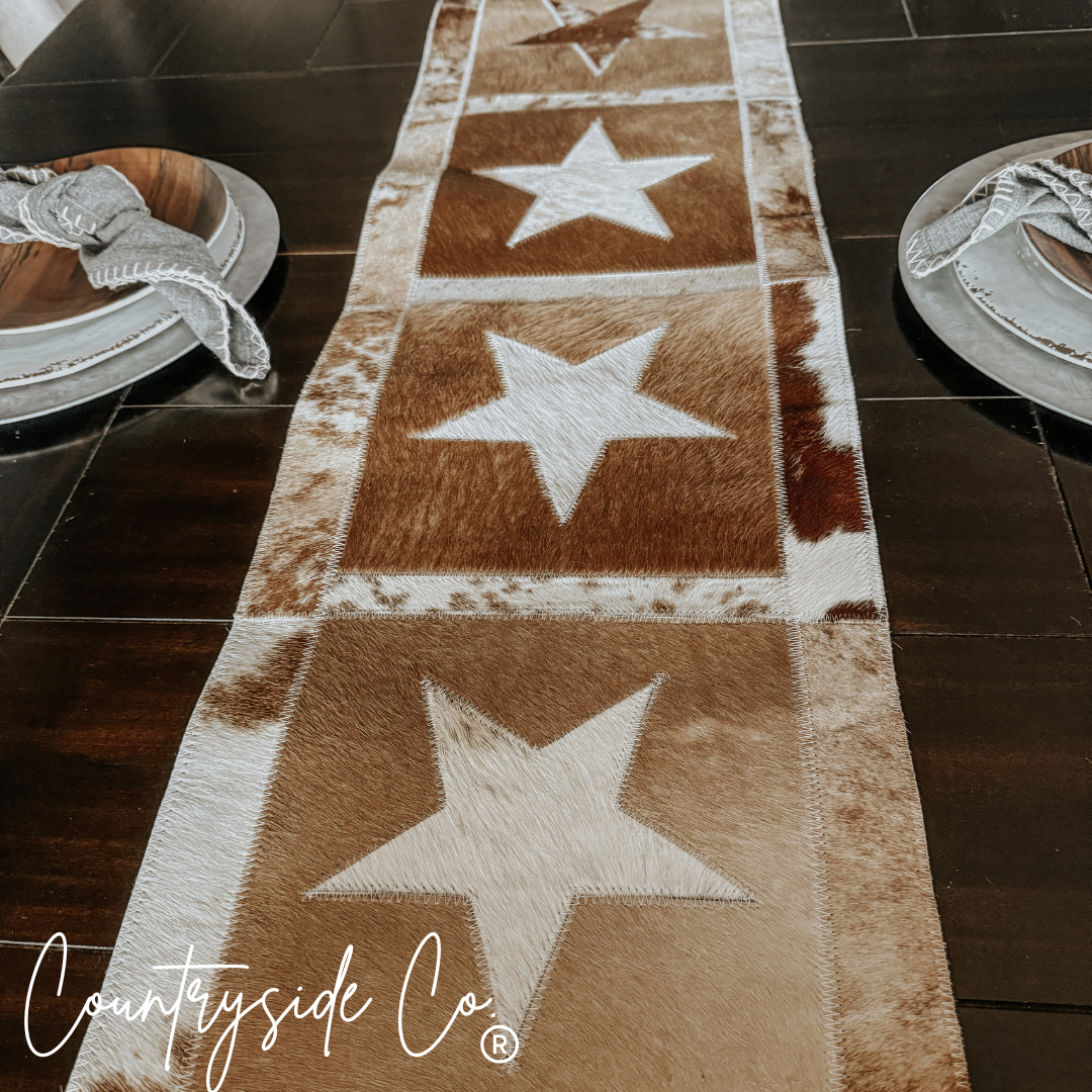 Cattleman Star Cowhide Table Runner