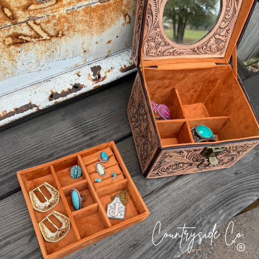 Tooled Leather Jewelry Box