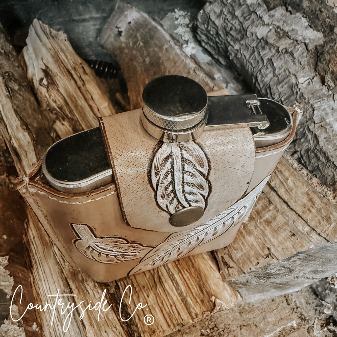 Desperado Tooled  Leather Flask