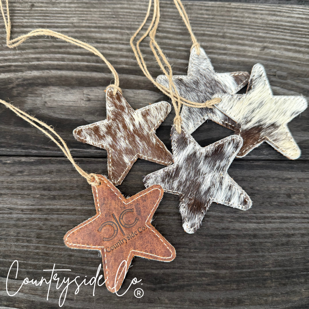 Cowhide Star Bag Charm, Ornament