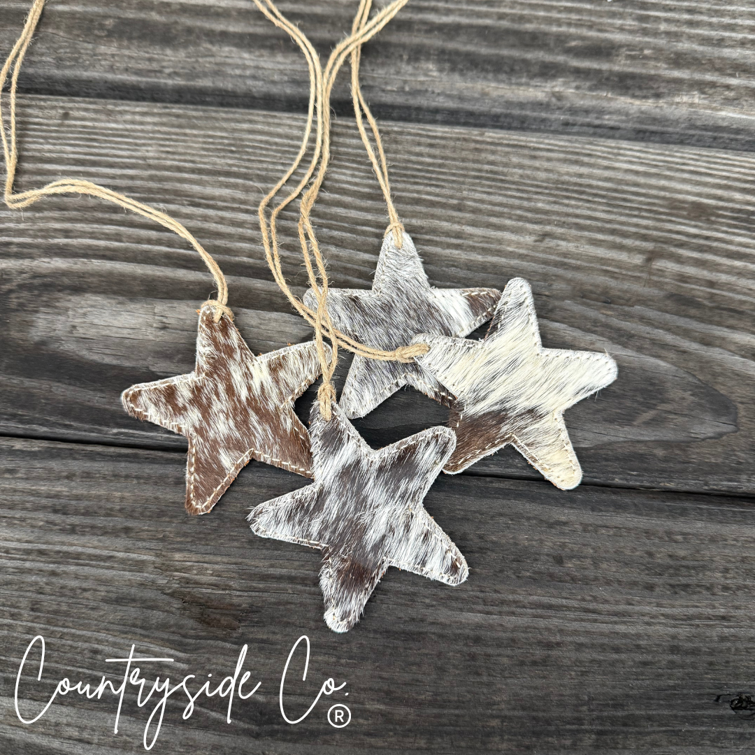 Cowhide Star Bag Charm, Ornament