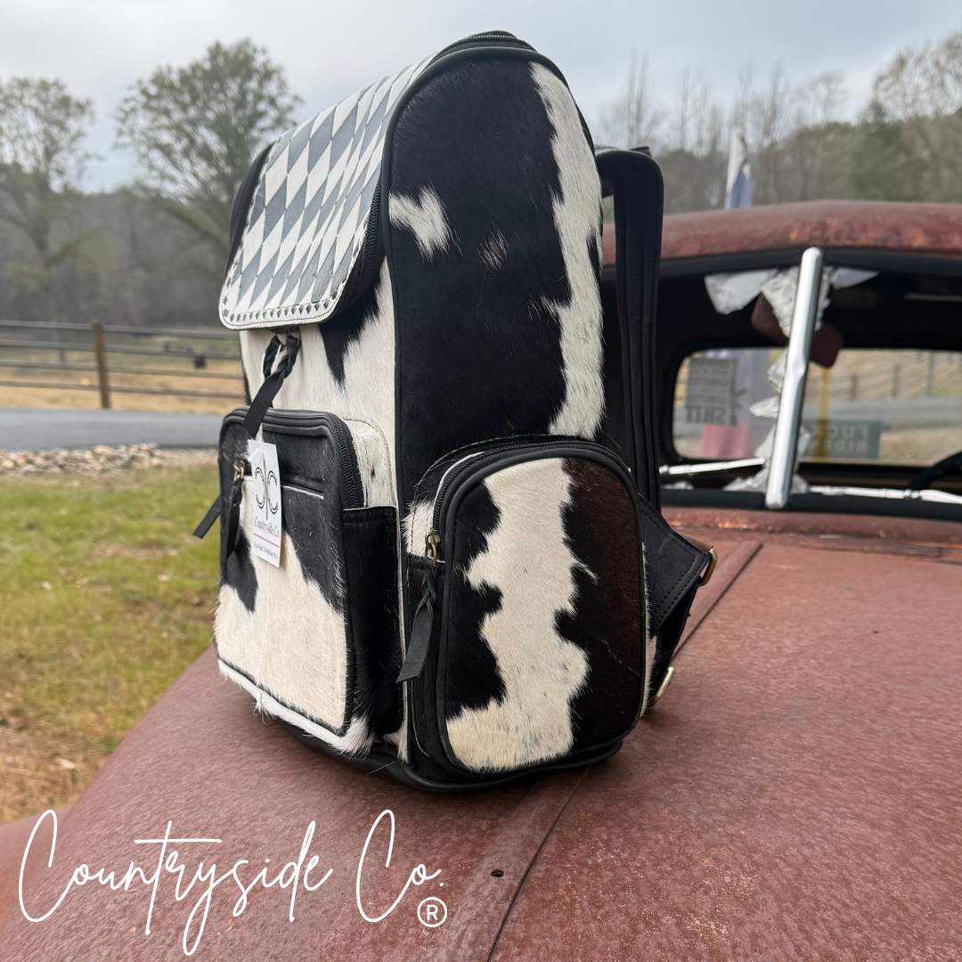 Checkered Cowhide Conceal Carry Backpack