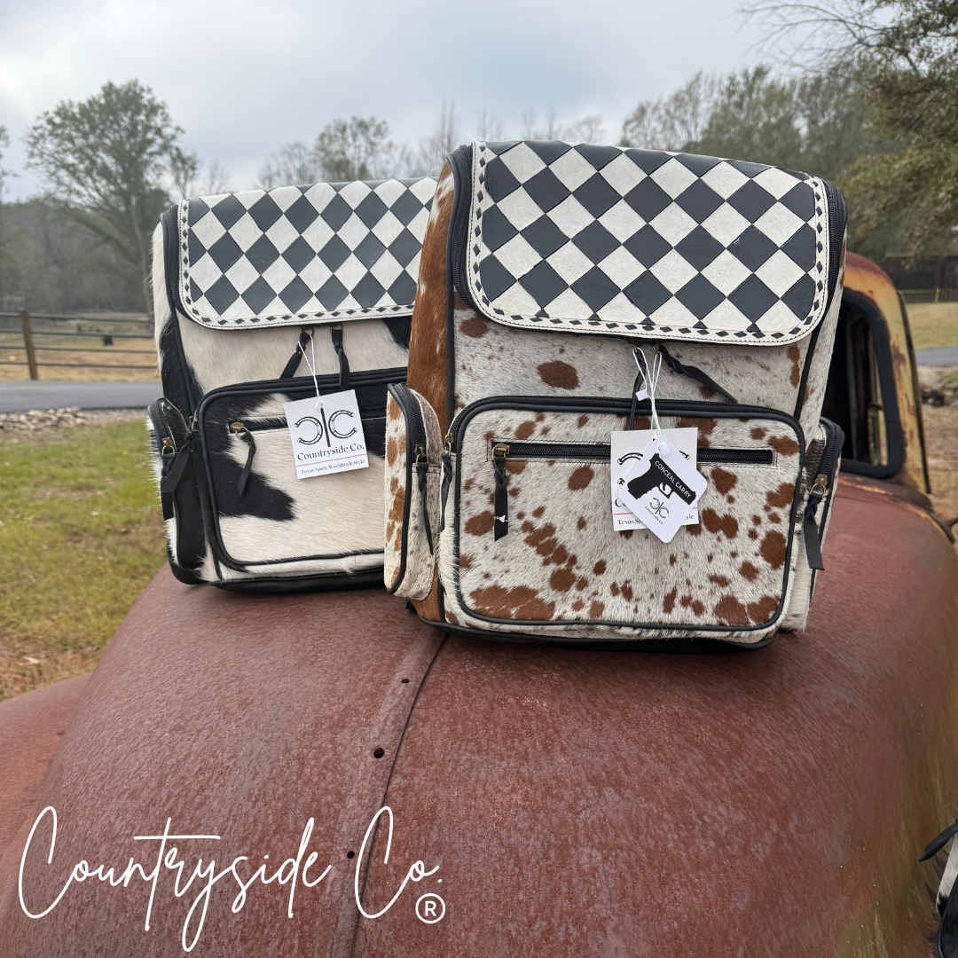 Checkered Cowhide Conceal Carry Backpack