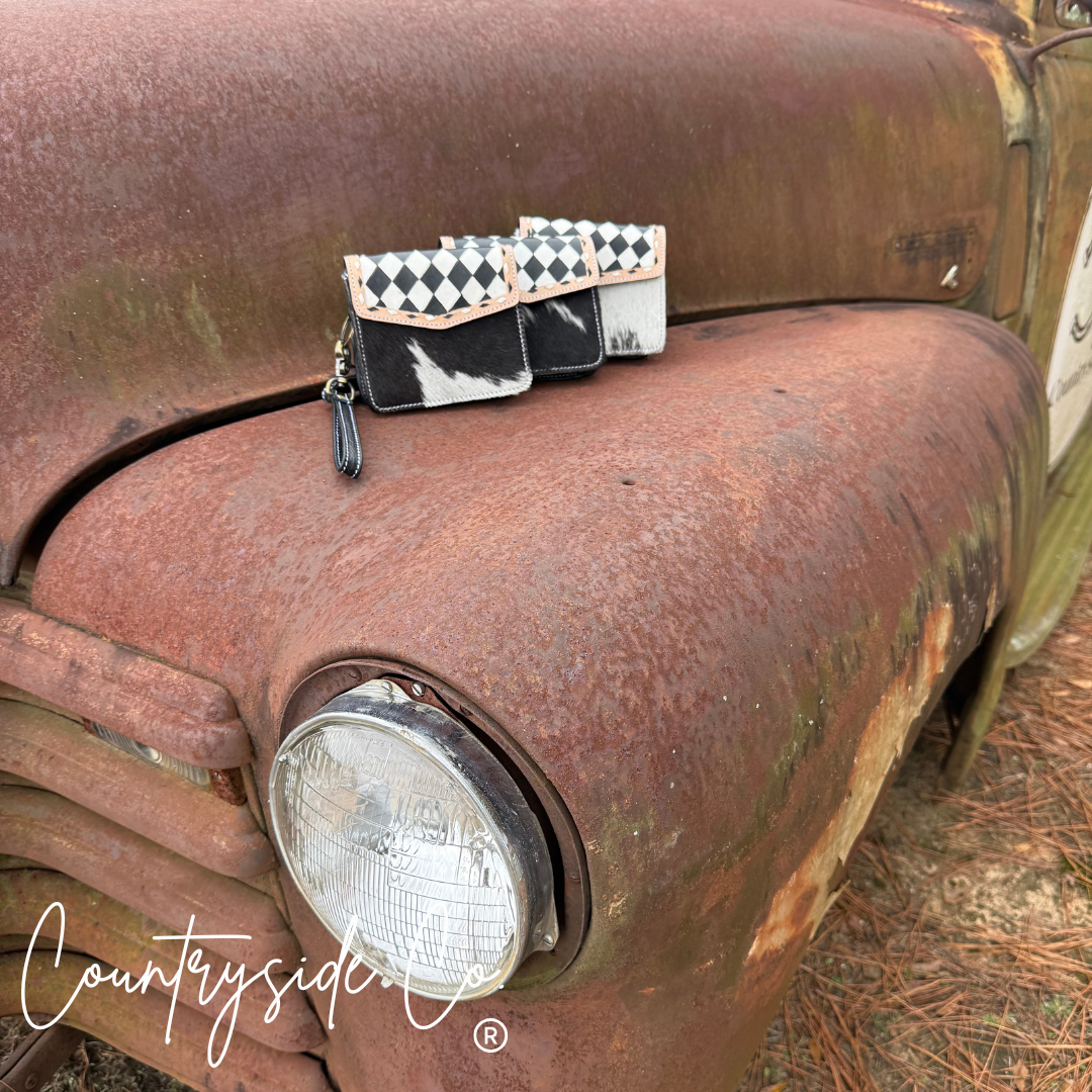 Cassy Checkered Wallet Wristlet