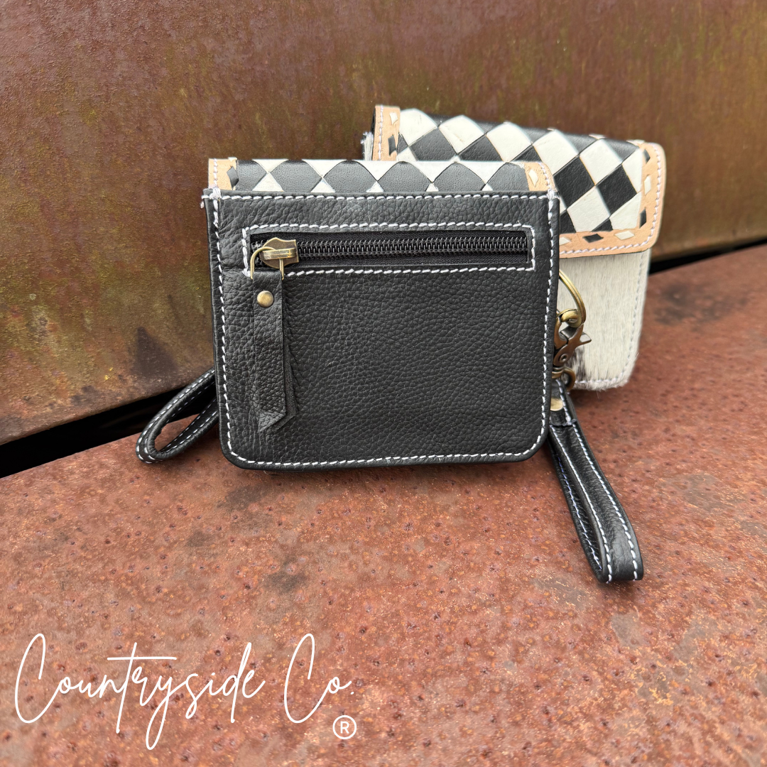 Cassy Checkered Wallet Wristlet