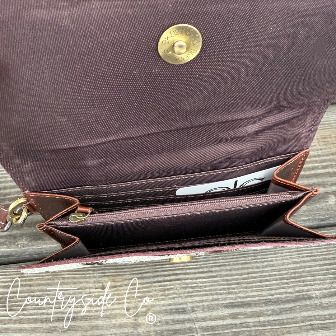 Frontier Cowhide Tooled Leather Wallet Wristlet