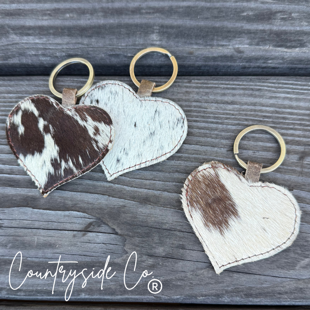 Heart Cowhide Keychain