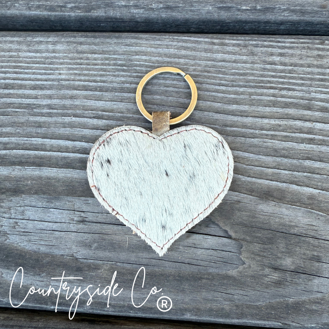 Heart Cowhide Keychain