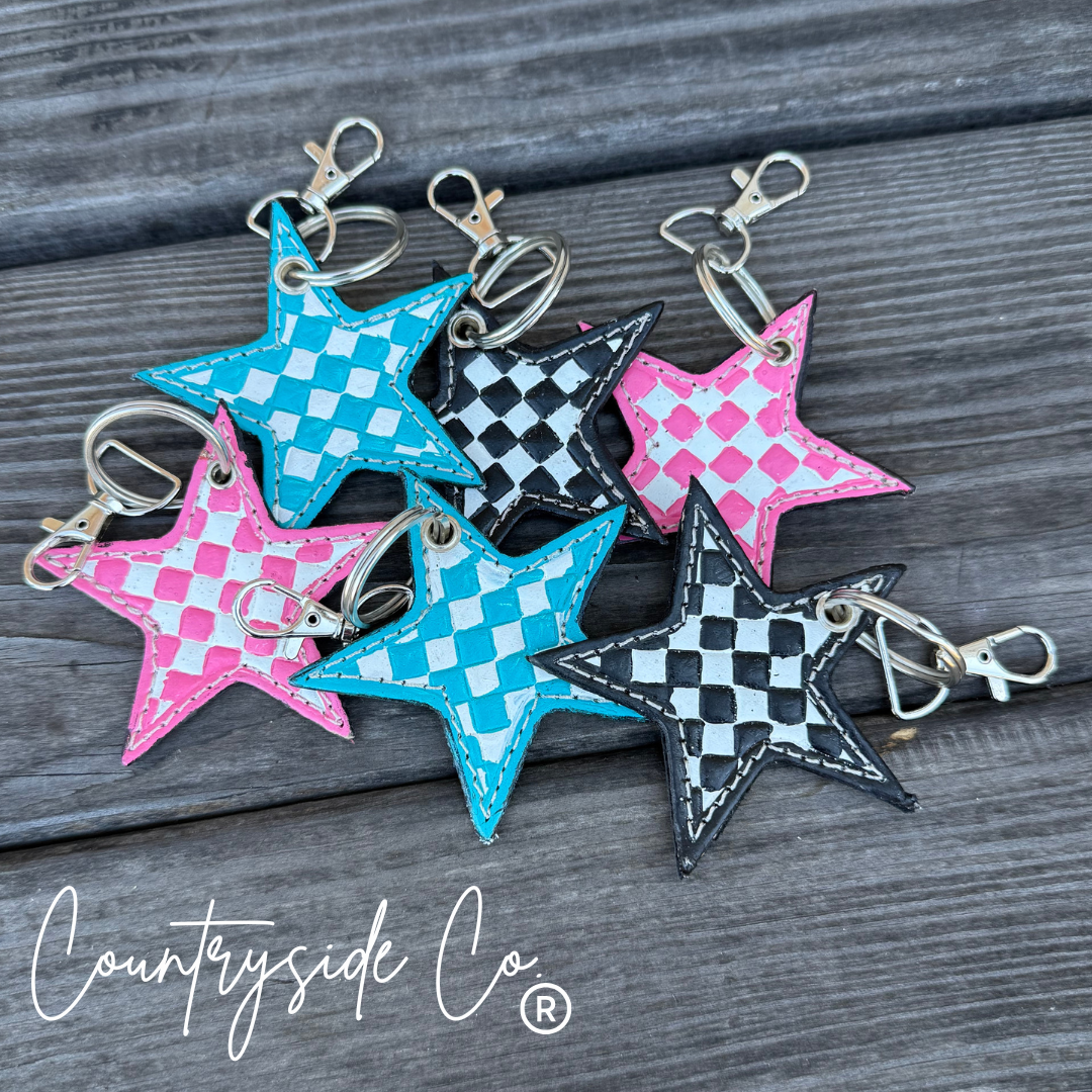 Checkered Star Keychain - Bag Charm
