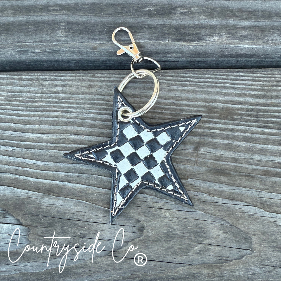 Checkered Star Keychain - Bag Charm
