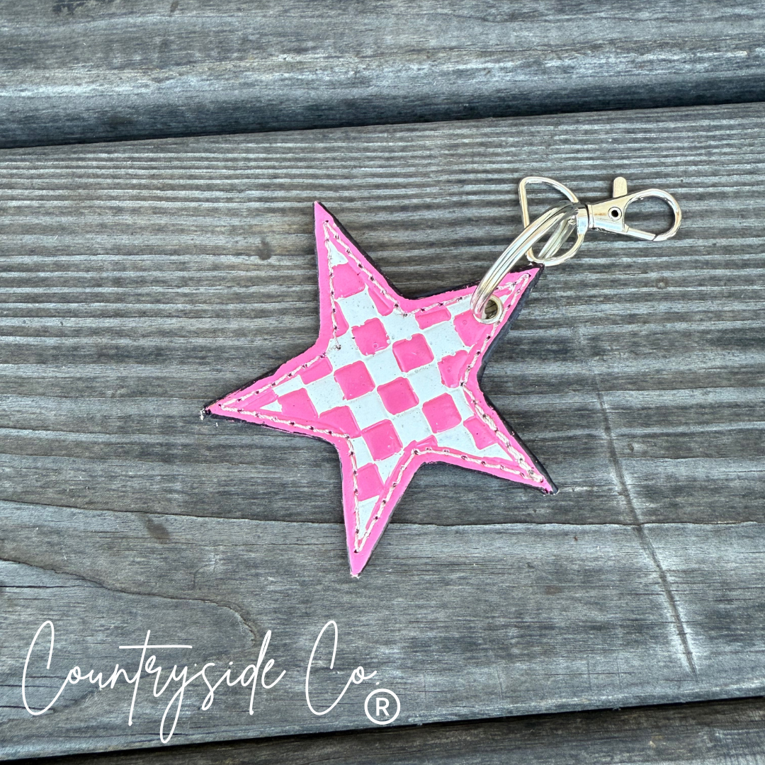 Checkered Star Keychain - Bag Charm