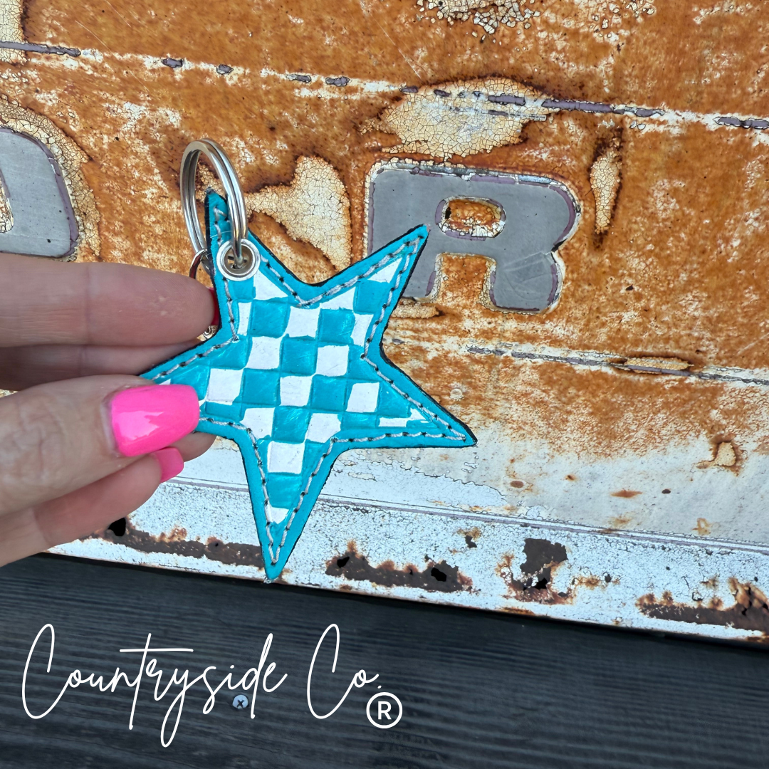 Checkered Star Keychain - Bag Charm