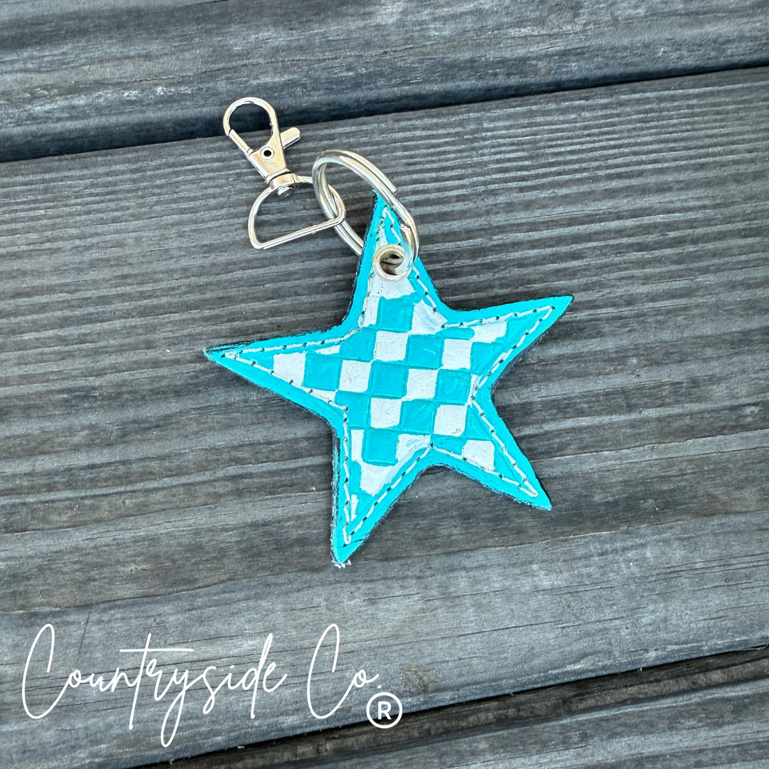 Checkered Star Keychain - Bag Charm