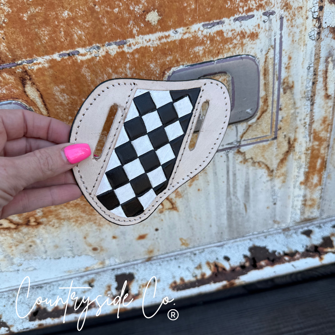 Checkered Leather Knife Sheath