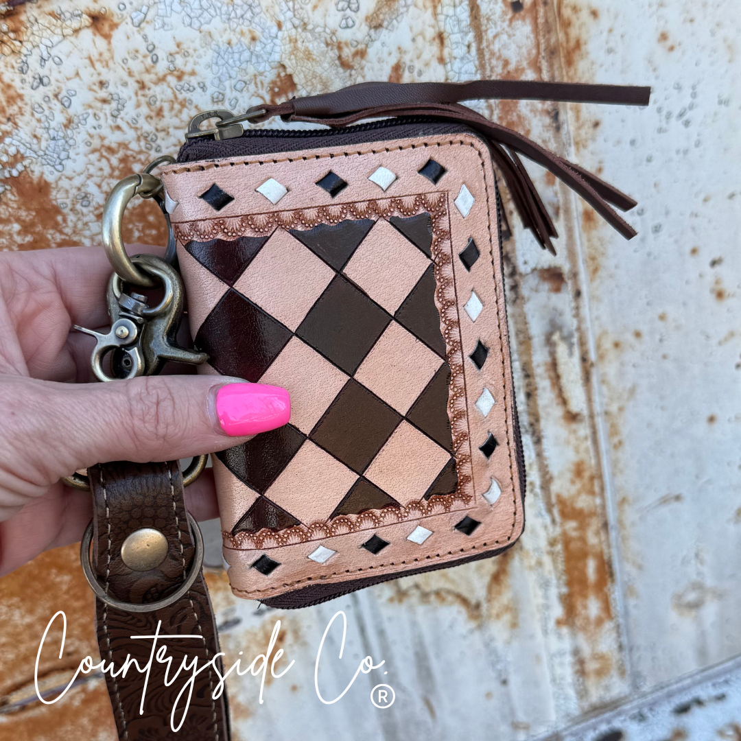 The Saddle Bum Checkered Mini Wallet Keychain